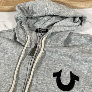 MEN'S TRUE RELIGION LOGO ZIP UP HOODIE JACKET SMALL